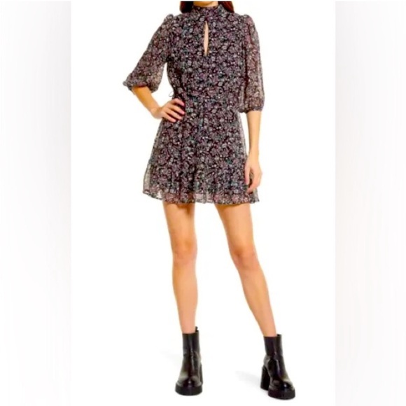 Chelsea28 Floral Long Sleeve Minidress size small - Picture 1 of 11